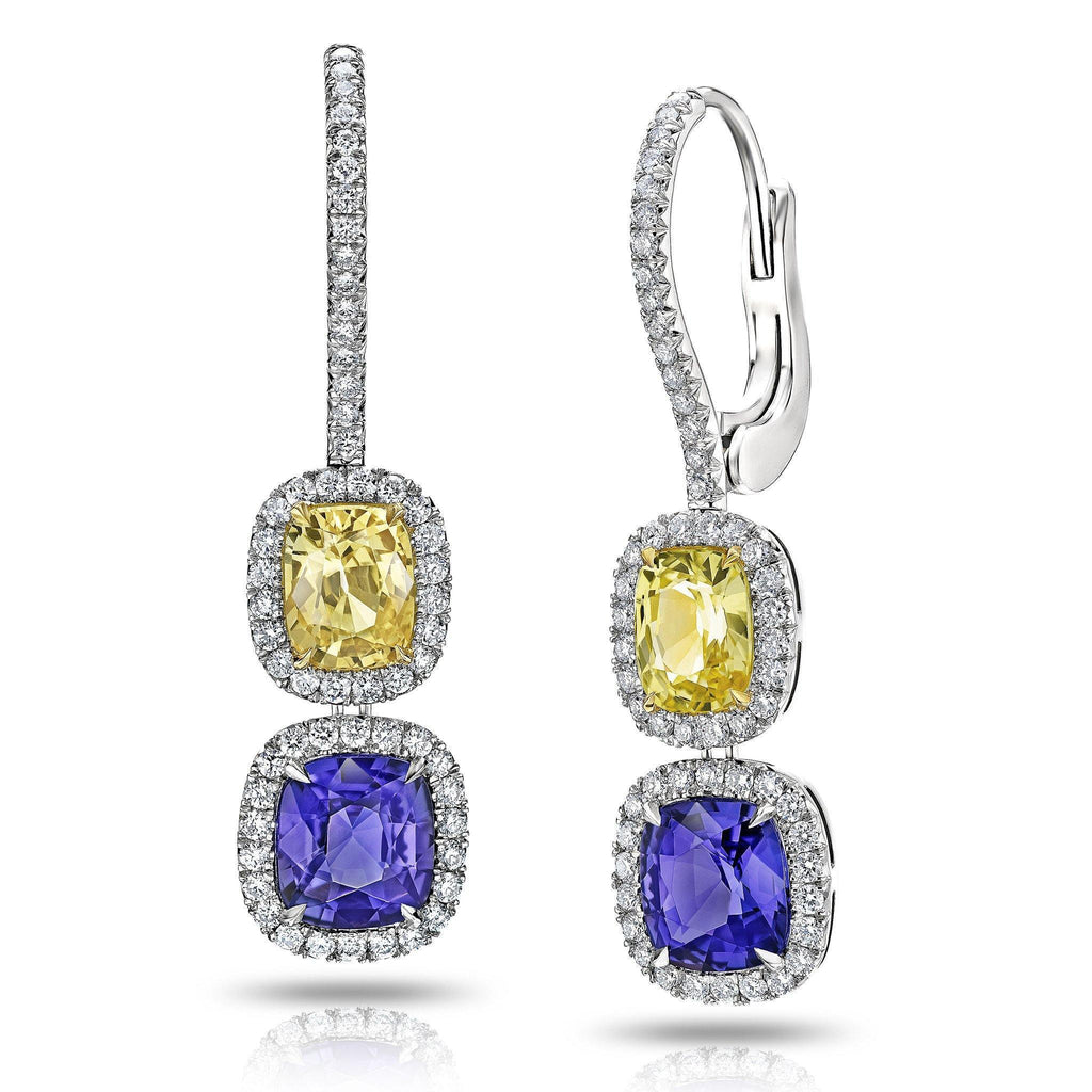 Violet and Yellow Sapphire Diamond Earrings - David Gross Group