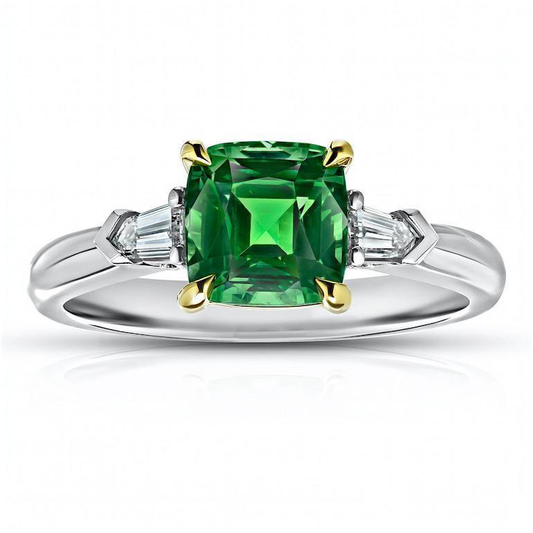 2.12 Carat Green Tsavorite Platinum Ring