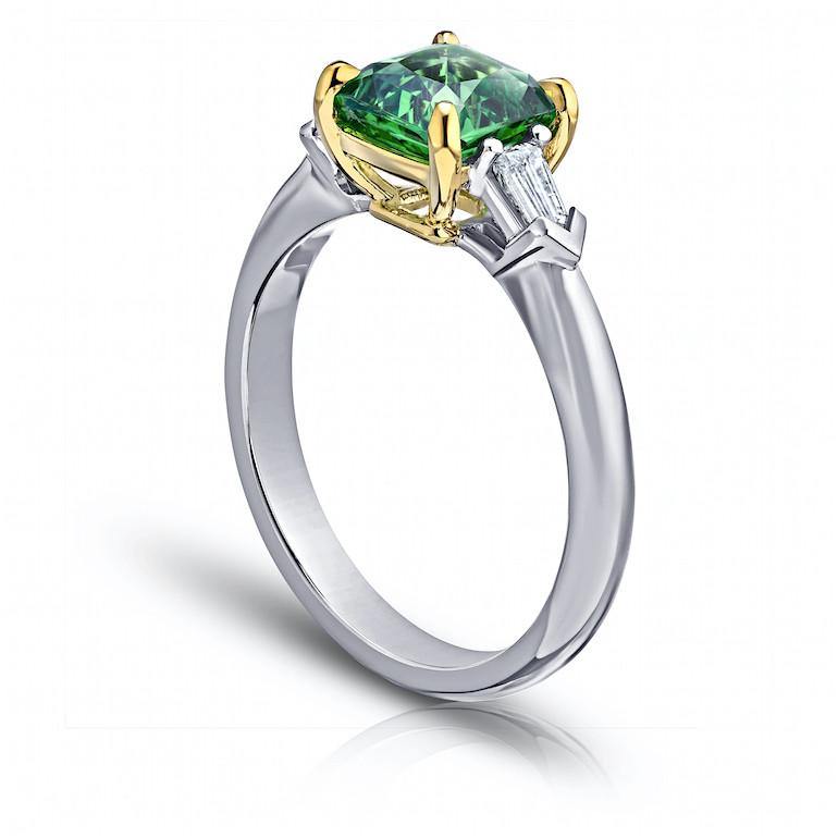 2.12 Carat Green Tsavorite Platinum Ring - David Gross Group