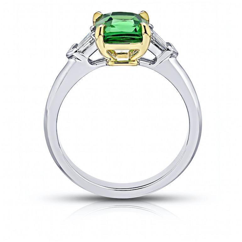 2.12 Carat Green Tsavorite Platinum Ring - David Gross Group