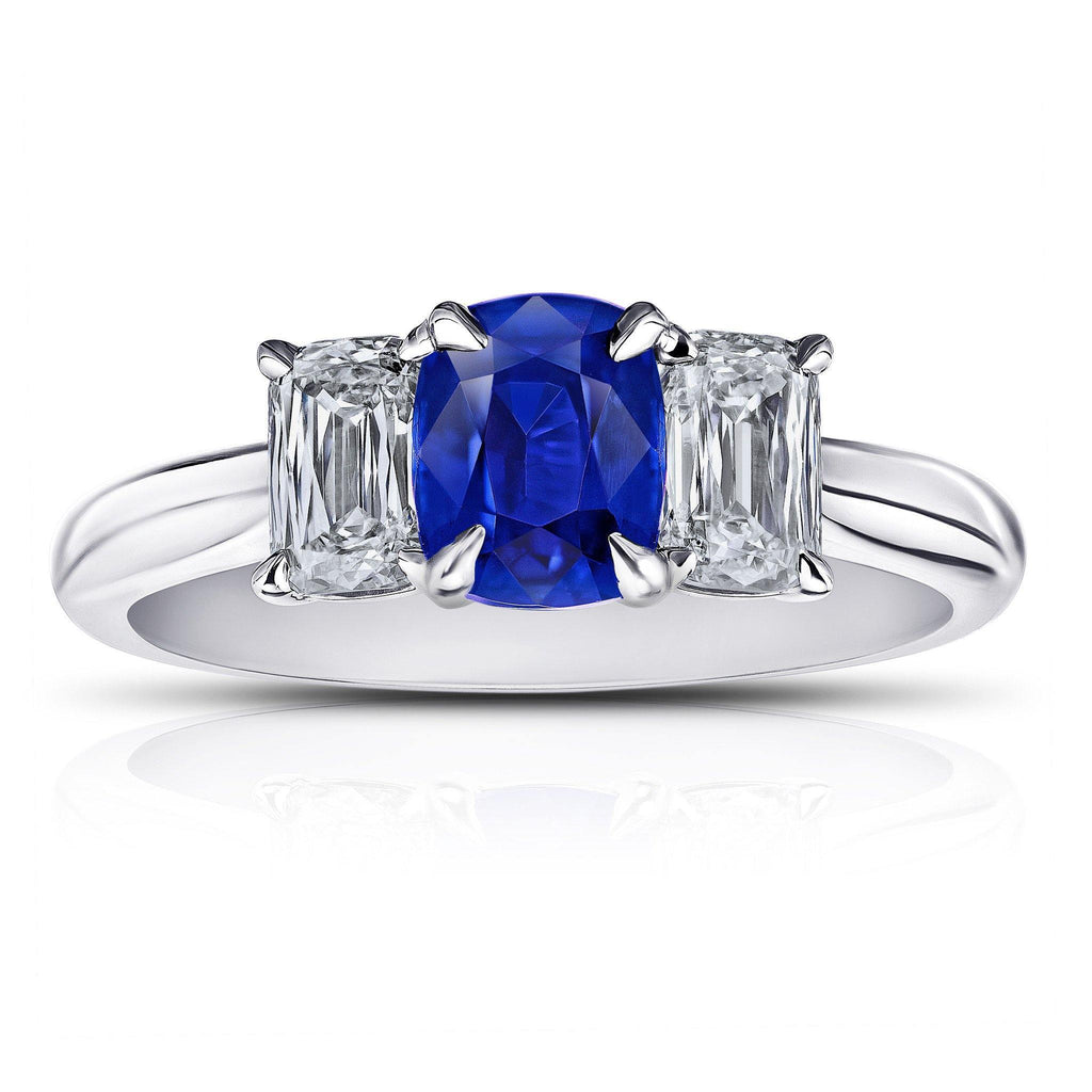 1.15 Carat Cushion Natural Blue Sapphire Ring