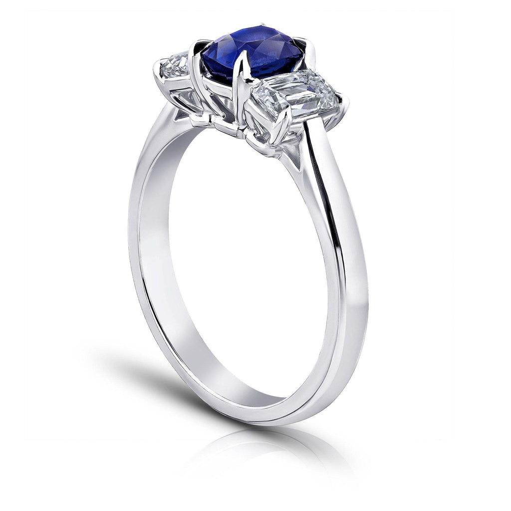 1.15 Carat Cushion Natural Blue Sapphire Ring - David Gross Group