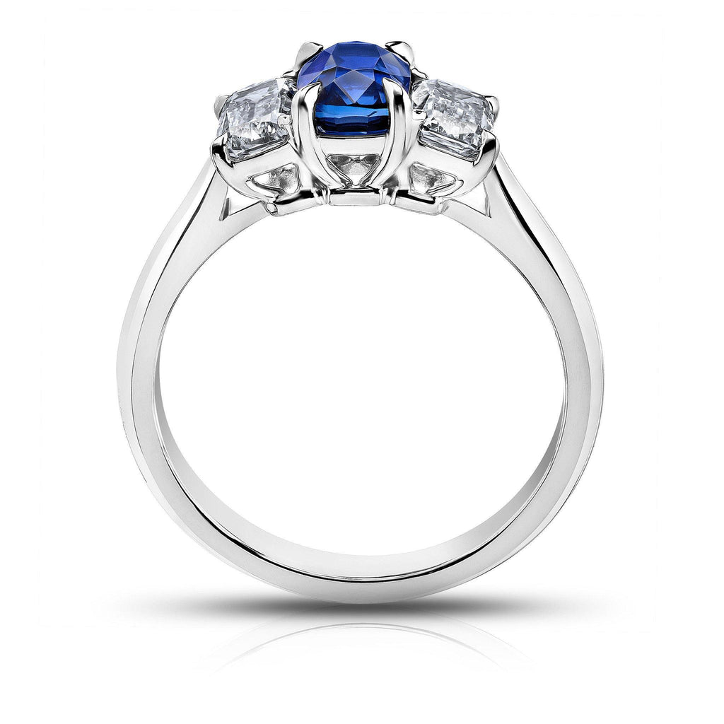 1.15 Carat Cushion Natural Blue Sapphire Ring - David Gross Group