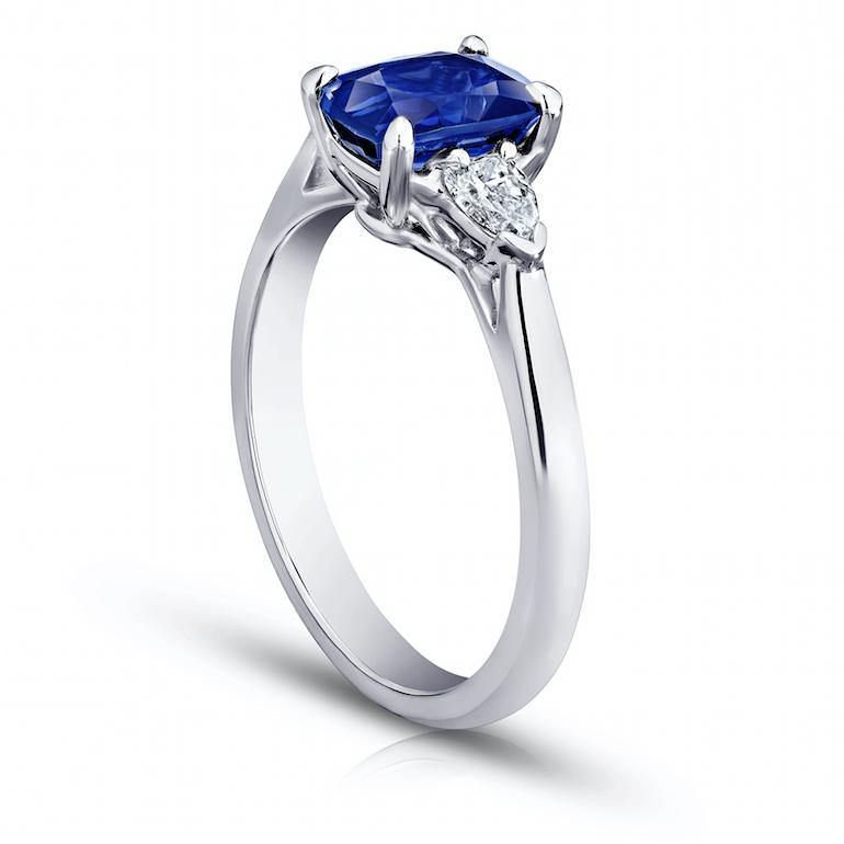 1.88 Carat Cushion Blue Sapphire And Diamond Ring - David Gross Group