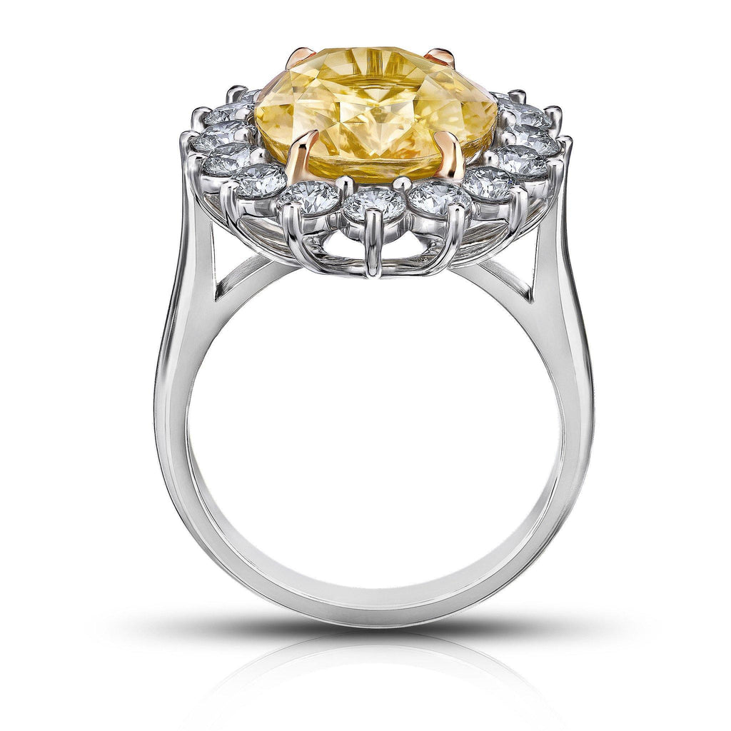 9.57 Carat Yellow Oval Sapphire Princess Diana Ring - David Gross Group