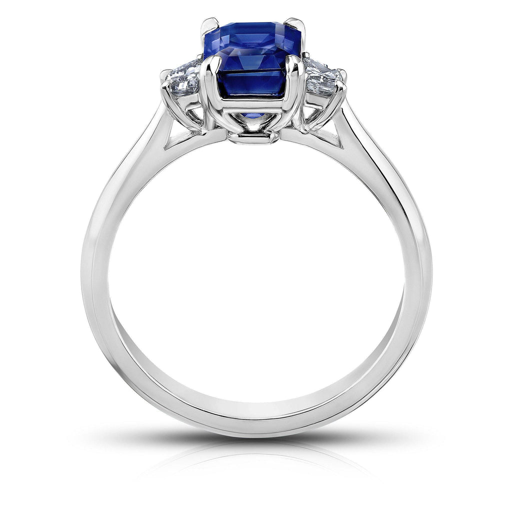 2.24 Carat Blue Emerald Cut Sapphire Ring - David Gross Group
