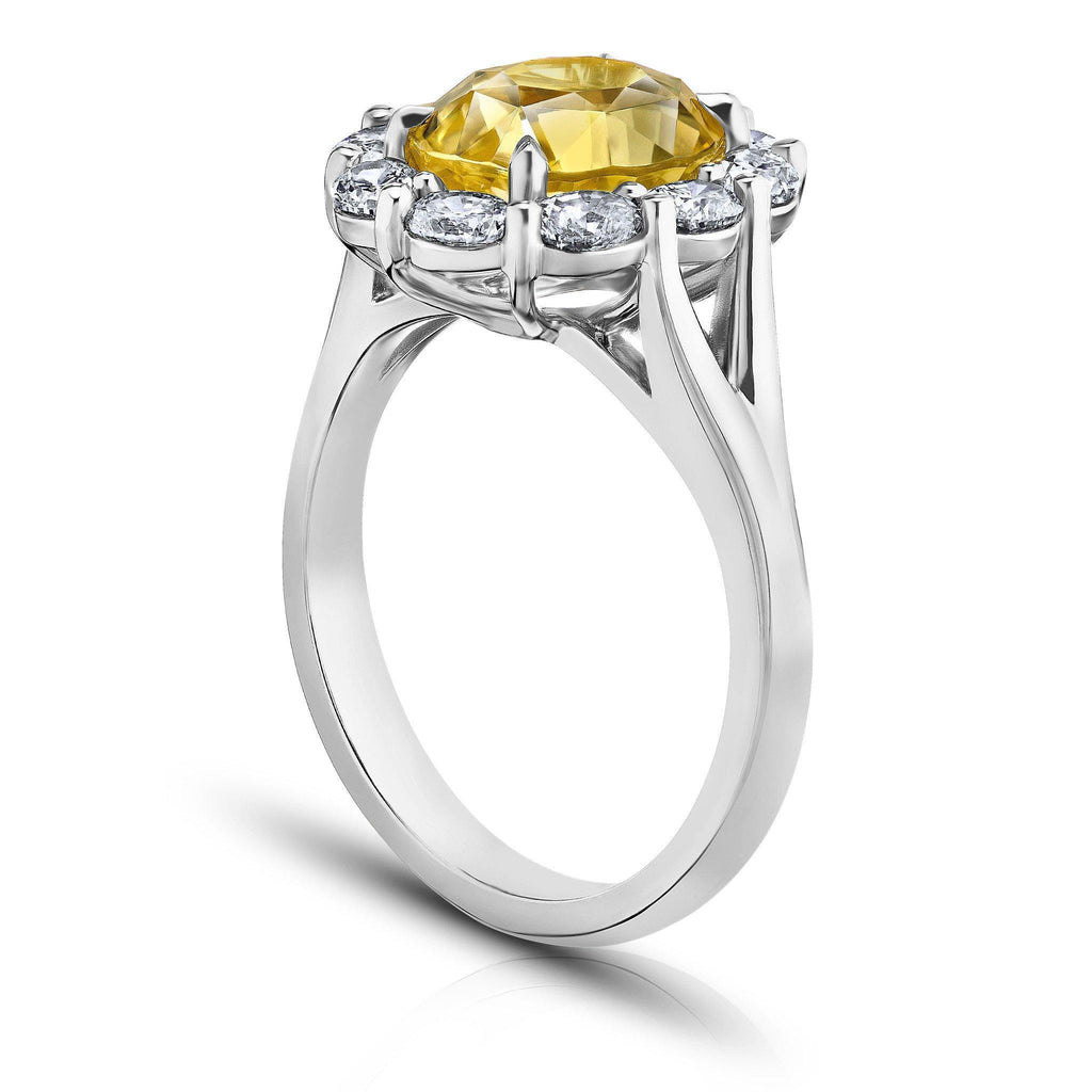 4.42 Carat Yellow Oval Sapphire Princess Diana Ring - David Gross Group