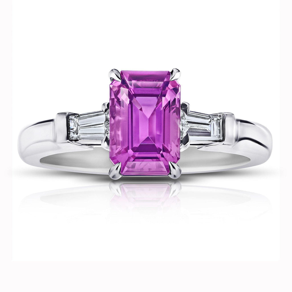 2.42 Carat Emerald Cut Pink Sapphire Ring