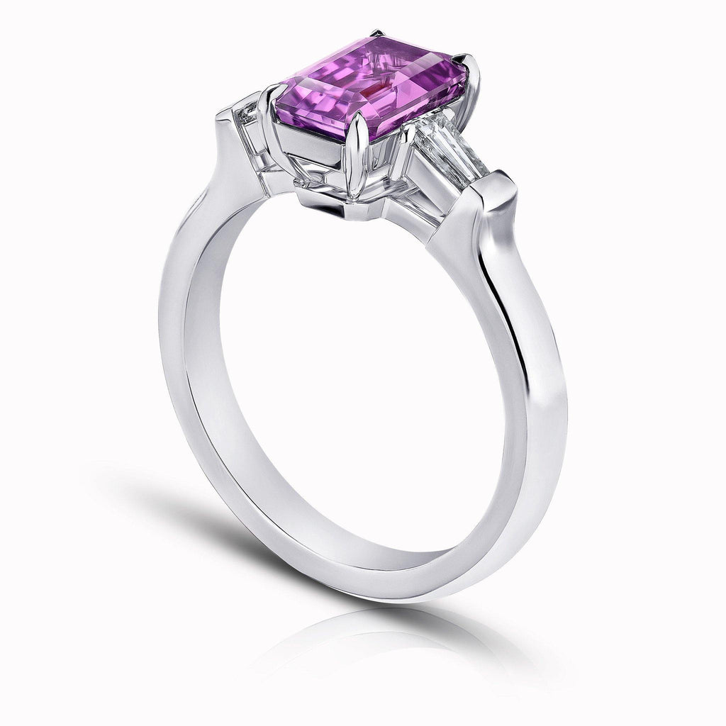 2.42 Carat Emerald Cut Pink Sapphire Ring - David Gross Group
