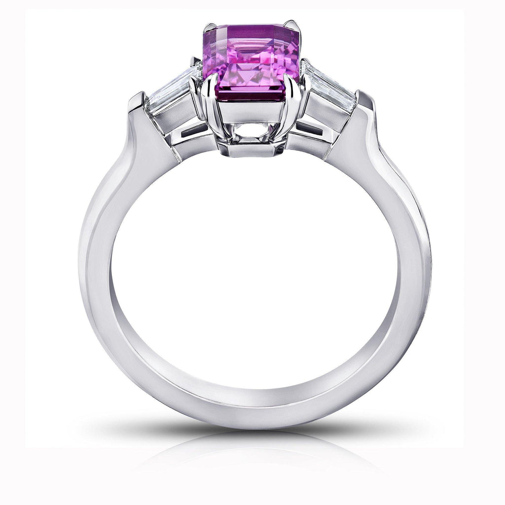 2.42 Carat Emerald Cut Pink Sapphire Ring - David Gross Group