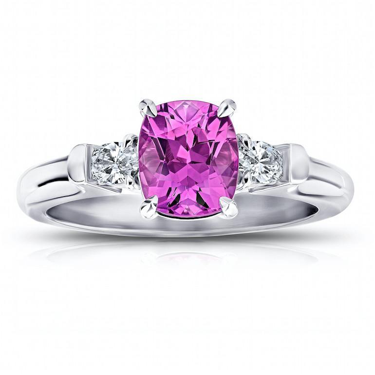 1.78 Carat Cushion Pink Sapphire Ring