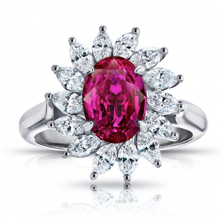 2.87 Carat Vivid Pink Sapphire and Diamond Ring