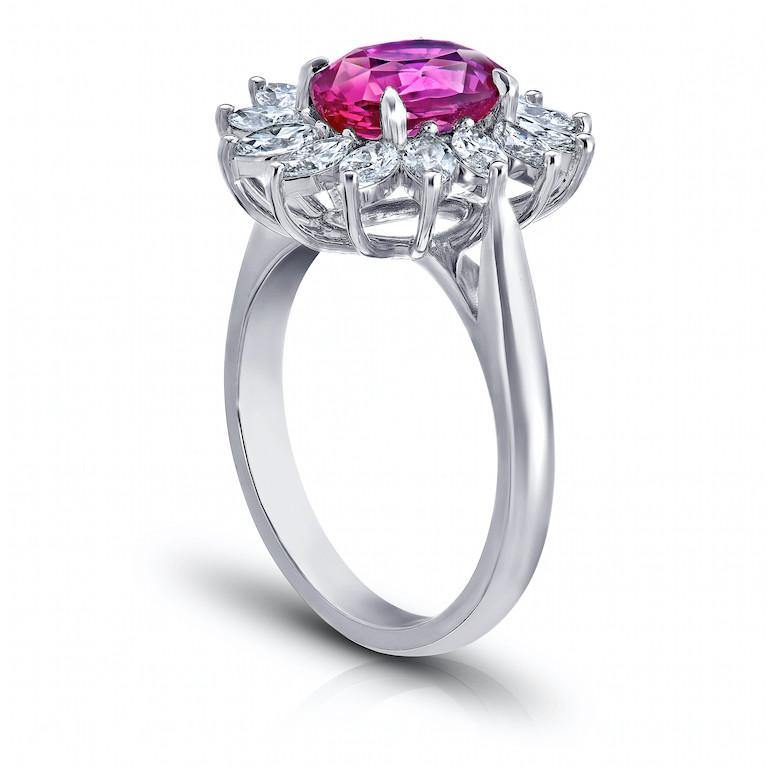 2.87 Carat Vivid Pink Sapphire and Diamond Ring - David Gross Group
