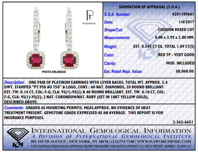 1.09 Carat Ruby and Diamond Halo Drop Earrings - David Gross Group