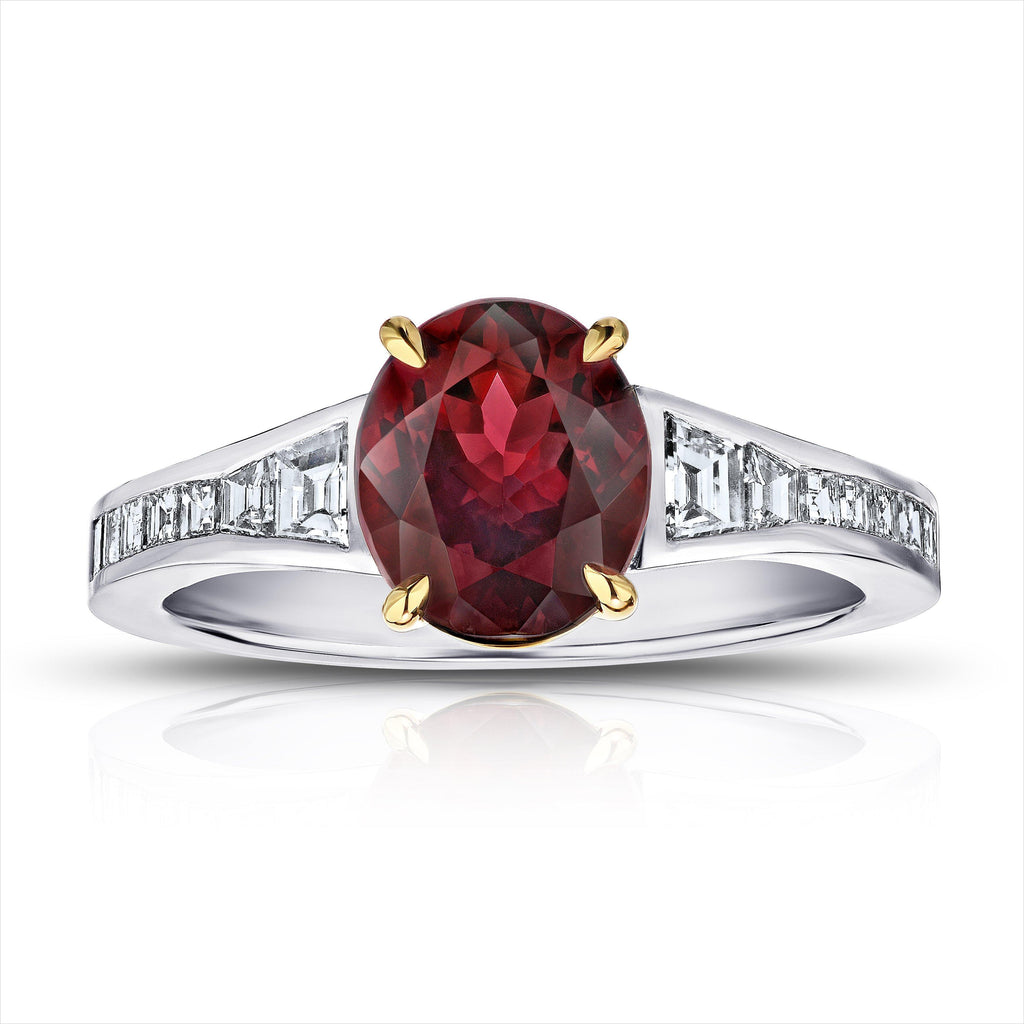 2.00 Carat Oval Red Spinel and Diamond Ring