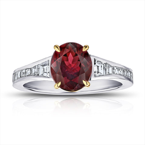 14.15 carat Oval Pink Natural No Heat Sapphire and Platinum Ring