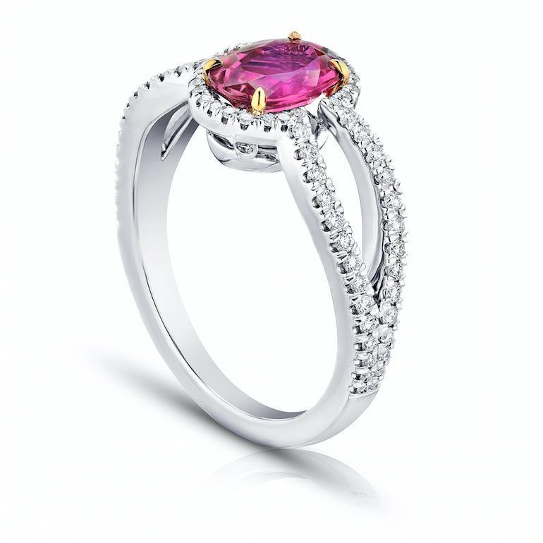 1.54 Carat Oval Ruby and Diamond Platinum Ring - David Gross Group