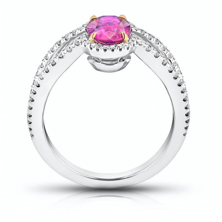 1.54 Carat Oval Ruby and Diamond Platinum Ring - David Gross Group