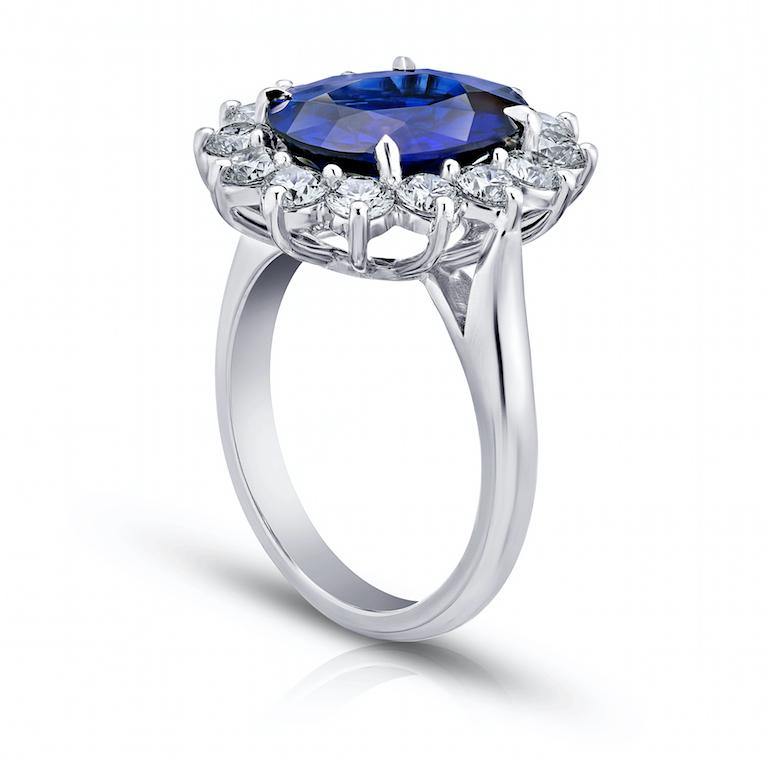 5.55 Carat Oval Blue Sapphire And Diamond Ring - David Gross Group