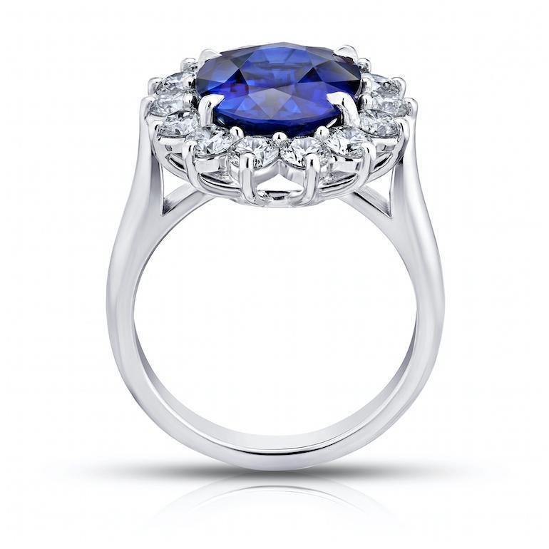 5.55 Carat Oval Blue Sapphire And Diamond Ring - David Gross Group