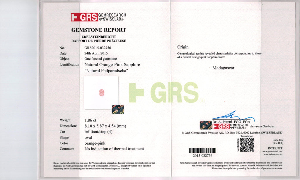 3.69 carat Oval Padparadscha Sapphire and Diamond Earrings - David Gross Group