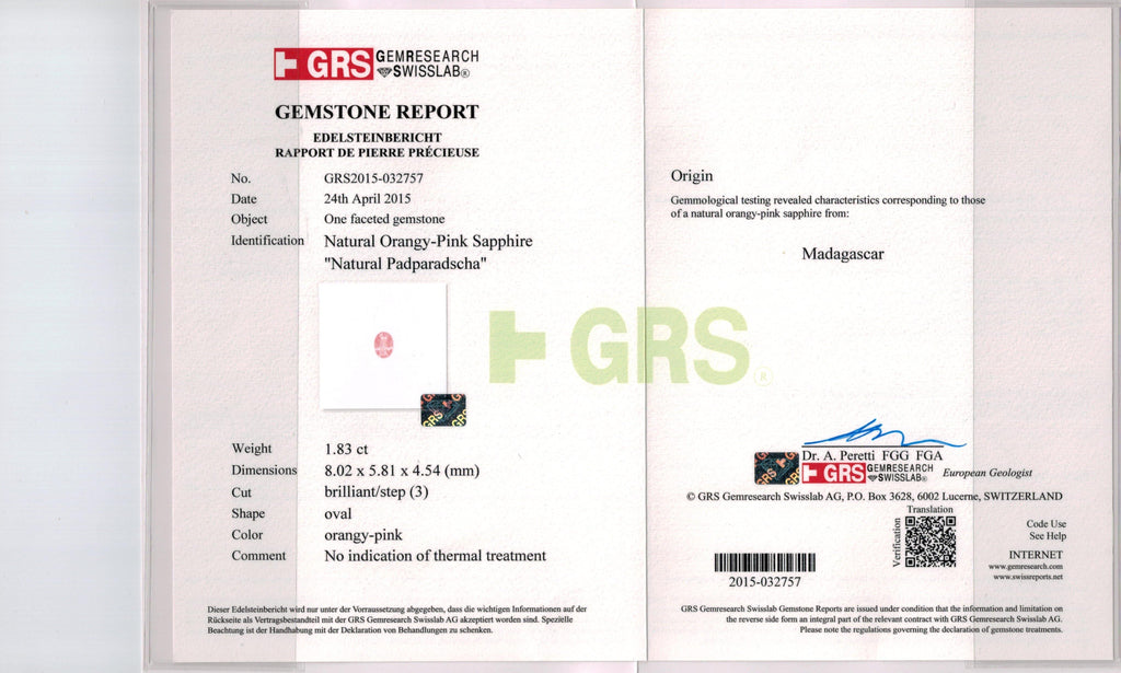 3.69 carat Oval Padparadscha Sapphire and Diamond Earrings - David Gross Group