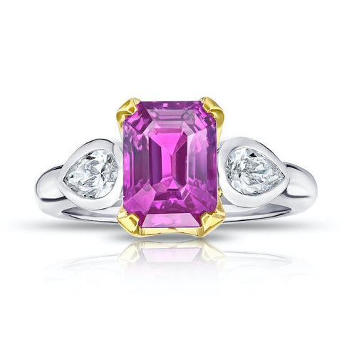3.13 Carat Green and Pink Round Sapphire and Diamond Earrings