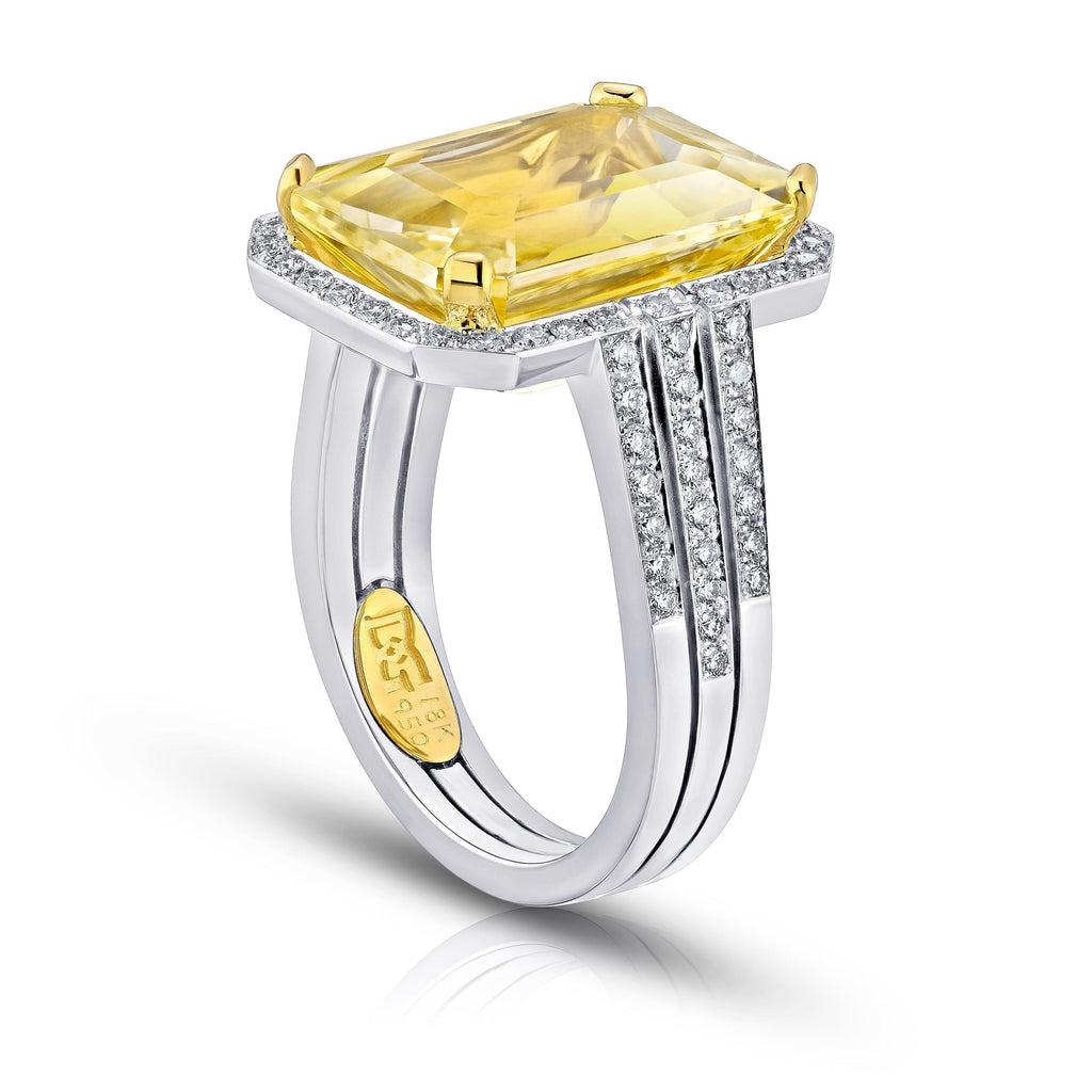 11.19 Carat Yellow Sapphire and Diamond Ring - David Gross Group