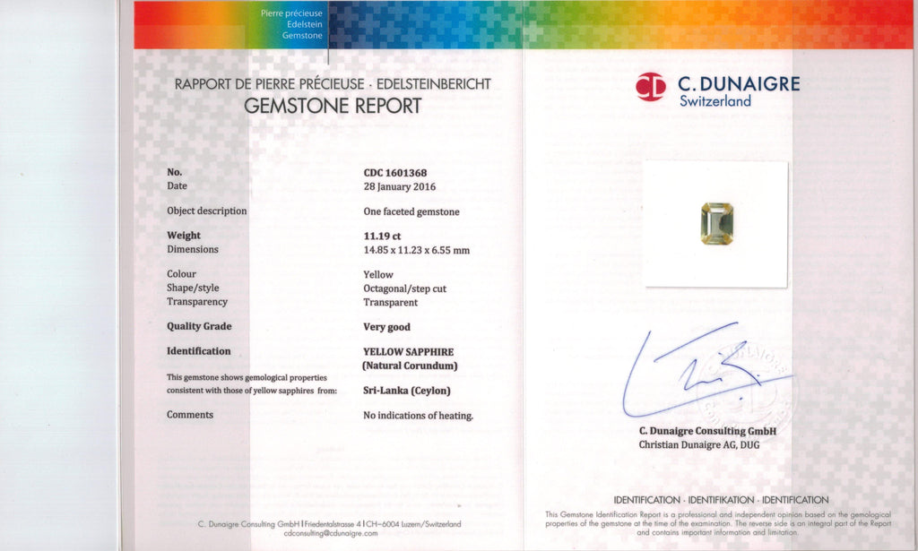 11.19 Carat Yellow Sapphire and Diamond Ring - David Gross Group