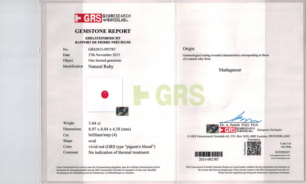 3.04 carat Oval Red Ruby and Diamond Platinum Ring - David Gross Group