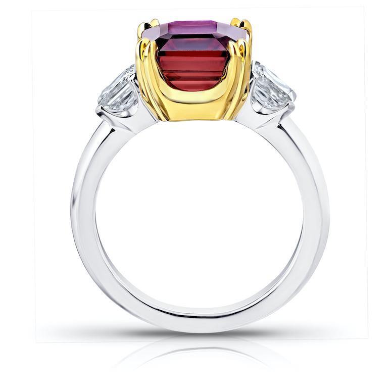 4.09 carat Asscher Cut Red Spinel and Diamond Ring - David Gross Group