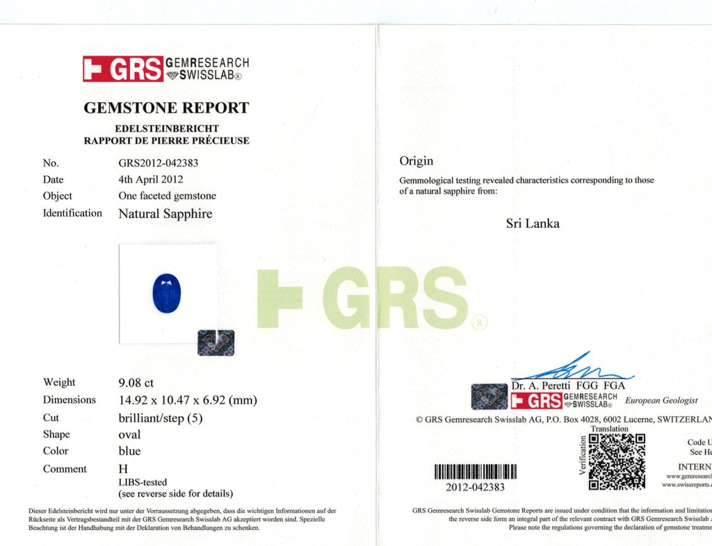 9.08 Carat Oval Blue Sapphire and Fancy Yellow Diamond Ring - David Gross Group