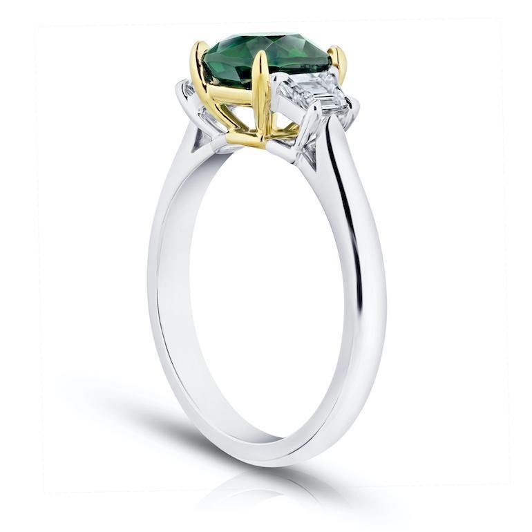 1.93 Carat Cushion Green Tsavorite Ring - David Gross Group