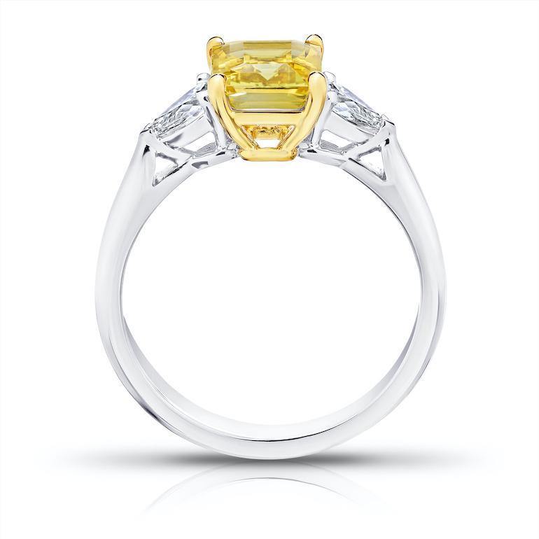 2.17 carat Emerald Cut Yellow Sapphire and Diamond Ring - David Gross Group