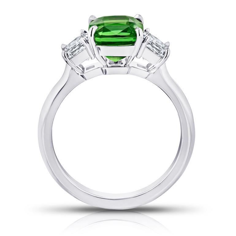 2.95 Carat Green Tsavorite and Diamond Ring - David Gross Group