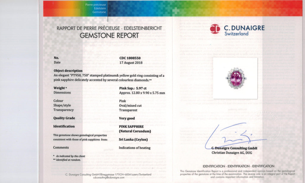 5.97 Carat Oval Pink Sapphire and Diamond Ring - David Gross Group