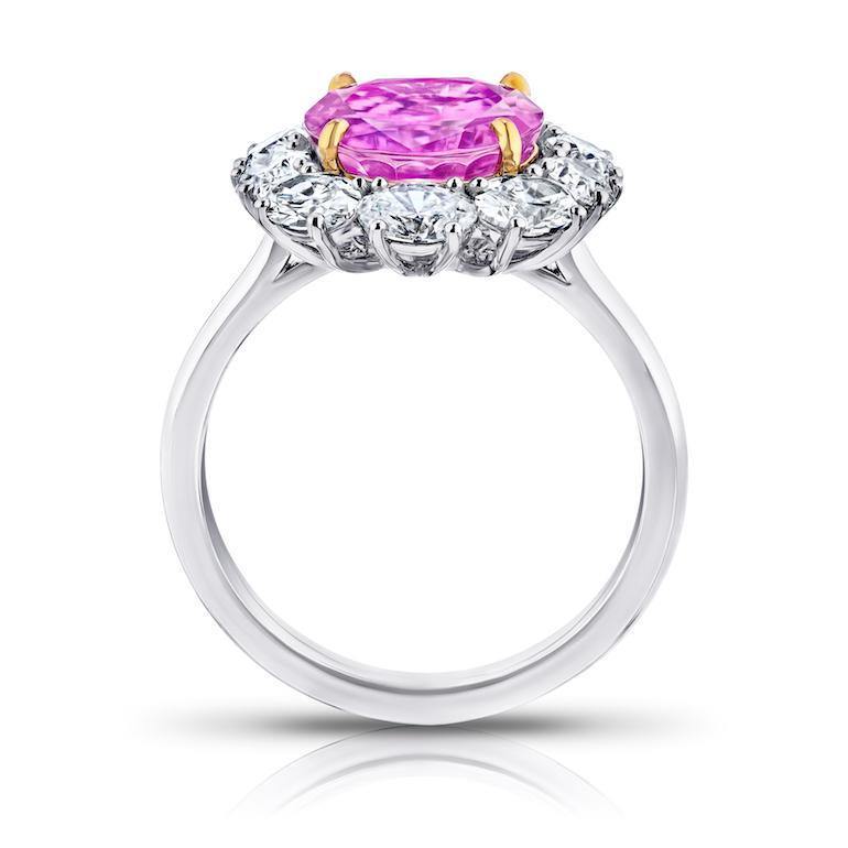 5.97 Carat Oval Pink Sapphire and Diamond Ring - David Gross Group