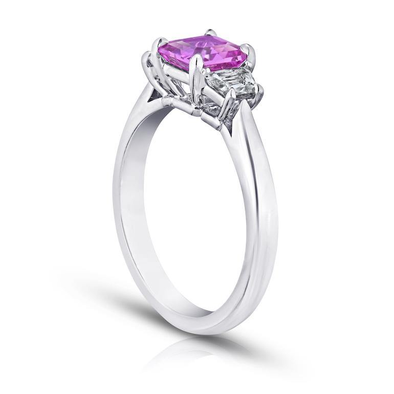 1.24 Carat Asscher Cut Pink Sapphire and Diamond Ring - David Gross Group