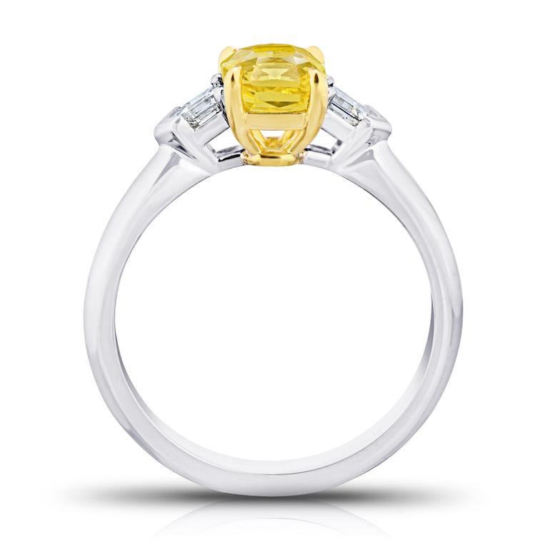 1.64 Carat Radiant Cut Yellow Sapphire and Diamond Ring - David Gross Group
