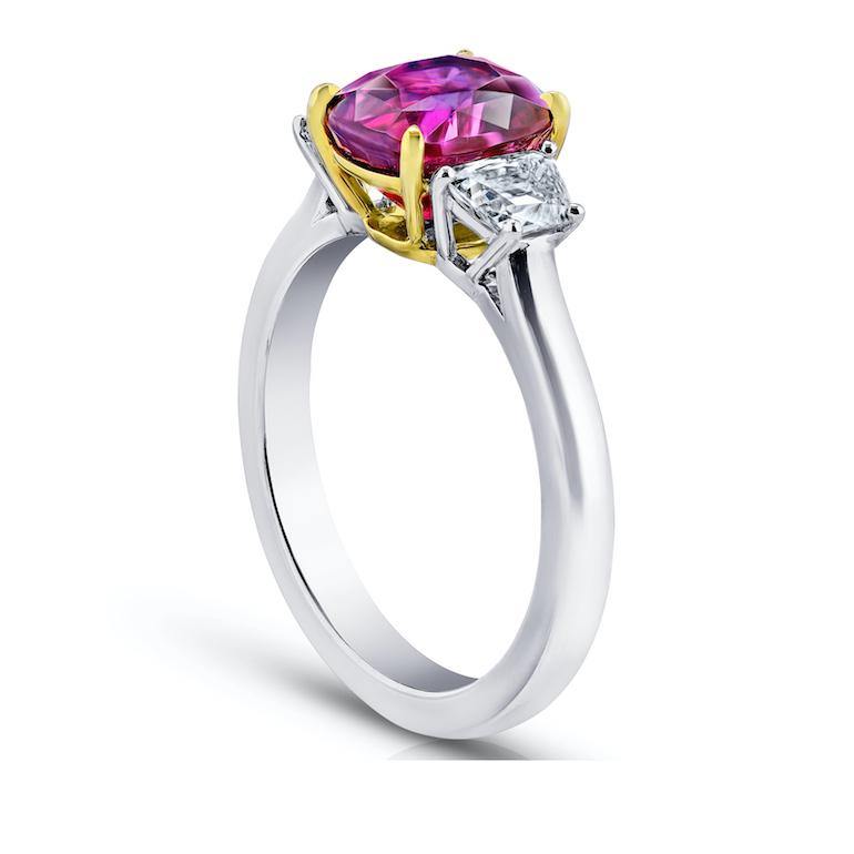 3.18 Carat Red Cushion Ruby and Diamond Ring - David Gross Group