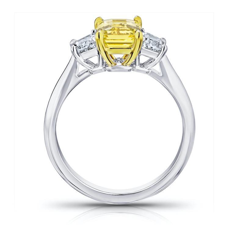 2.05 Carat Emerald Cut Yellow Sapphire and Diamond Ring - David Gross Group