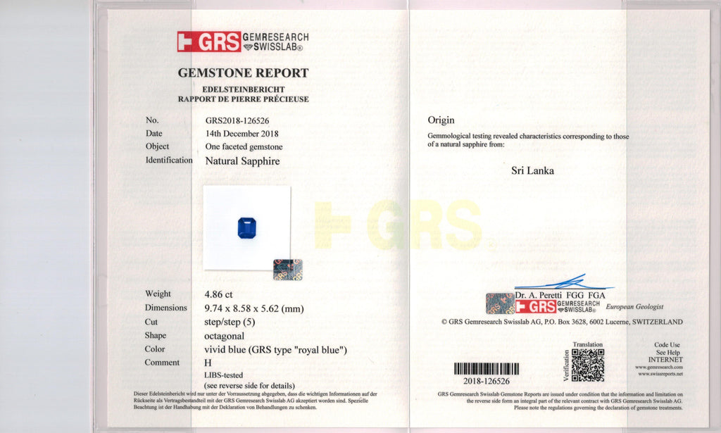 4.86 Carat Emerald Cut Blue Sapphire and Diamond Ring - David Gross Group