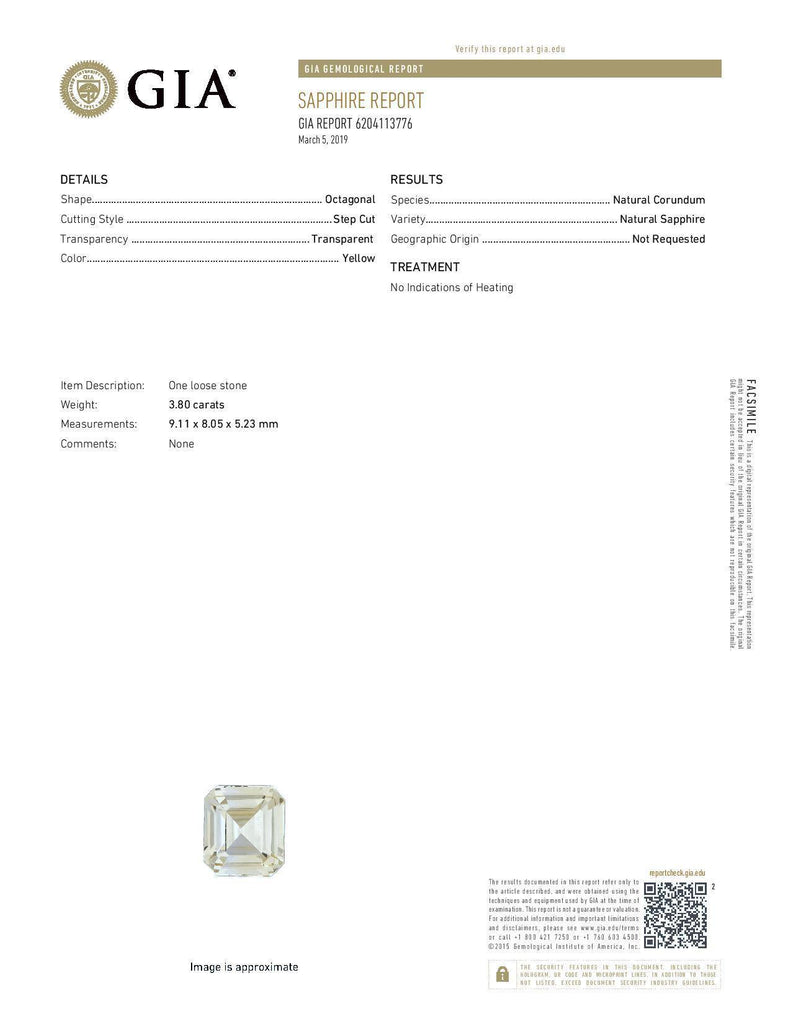 3.80 Carat Emerald Cut Yellow Sapphire and Diamond Ring - David Gross Group