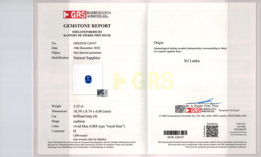 5.55 Carat Cushion Blue Sapphire and Diamond Ring - David Gross Group