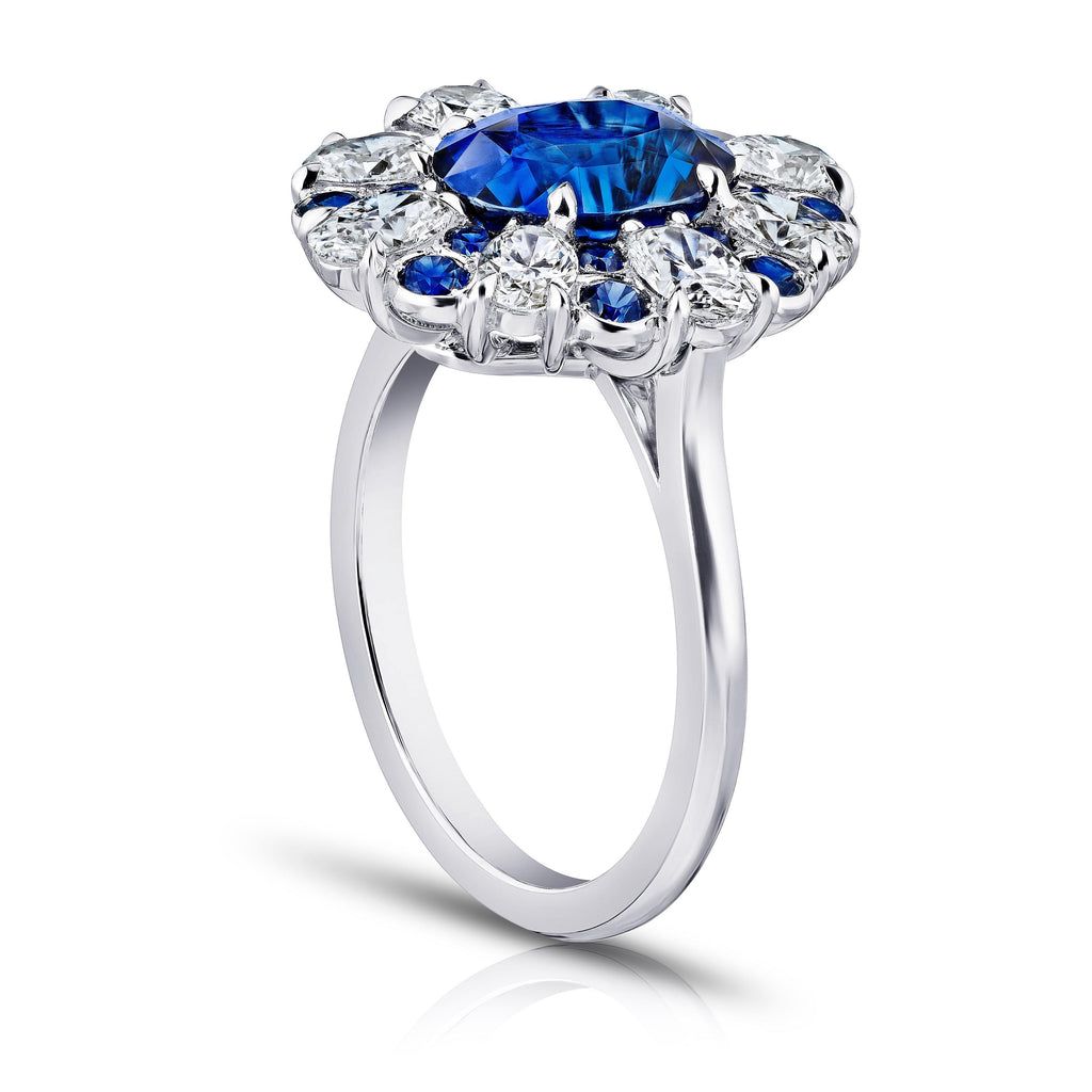 3.11 Carat Oval Blue Sapphire and Diamond Ring - David Gross Group