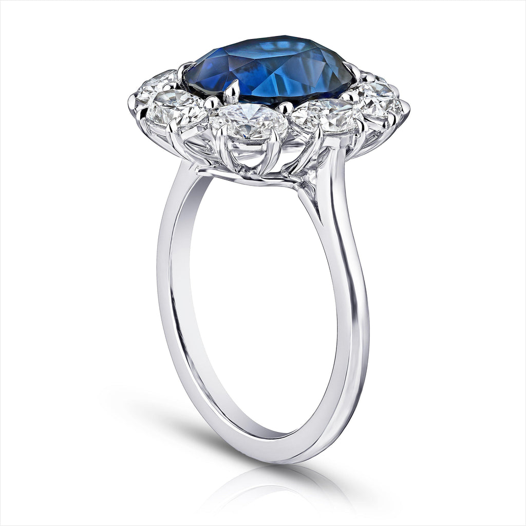 5.73 Carat Oval Blue Sapphire and Diamond Ring - David Gross Group