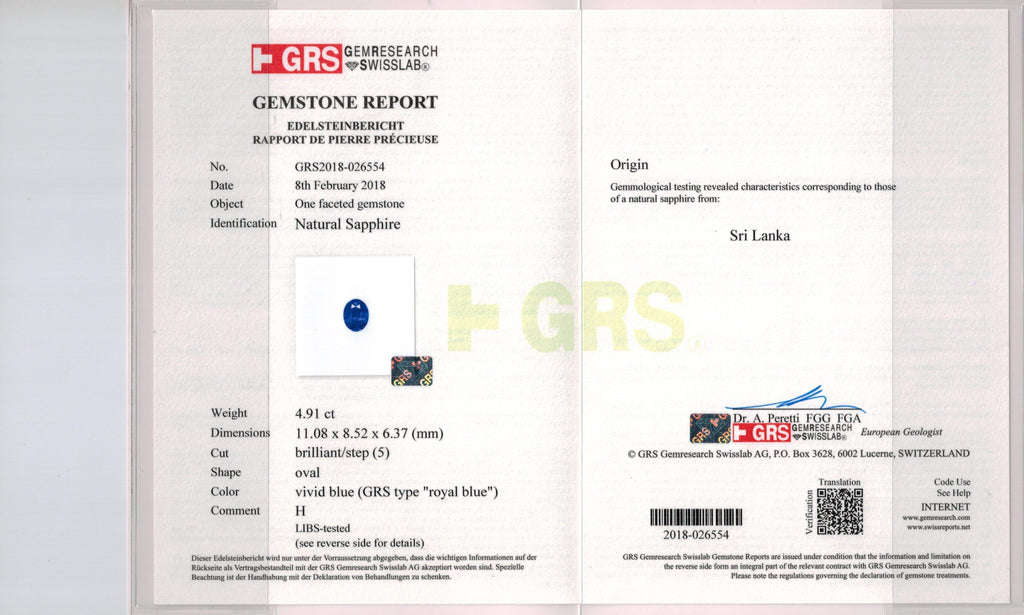 4.91 Carat Oval Blue Sapphire and Diamond ring - David Gross Group