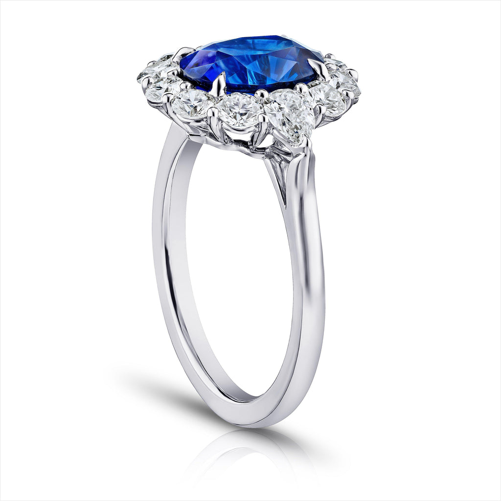 3.12 Carat Oval Blue Sapphire and Diamond Ring - David Gross Group