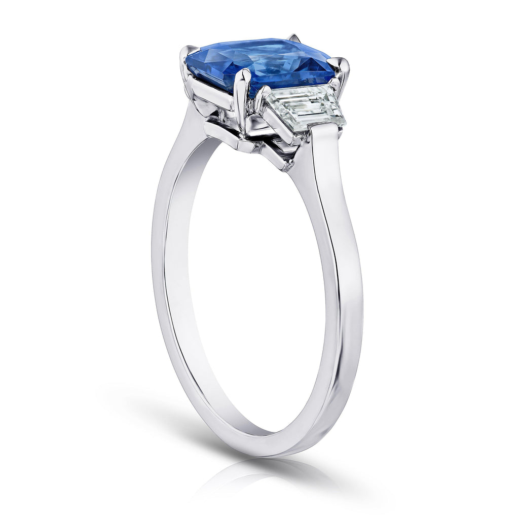 2.12 Carat Radiant Cut Blue Sapphire and Diamond Ring - David Gross Group
