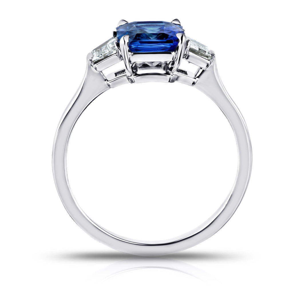 2.12 Carat Radiant Cut Blue Sapphire and Diamond Ring - David Gross Group